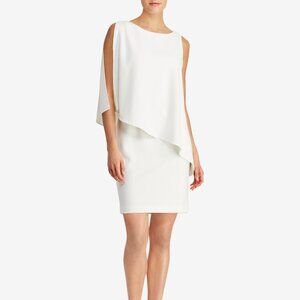 Lauren Ralph Lauren White Sleeveless Drape Dress, Size 14